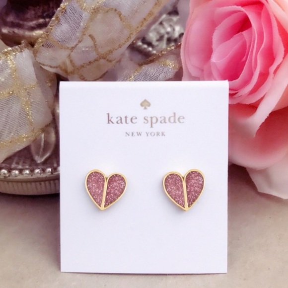 KATE SPADE • Heritage Heart Pink Glitter Necklace Earrings Set - Picture 4 of 8